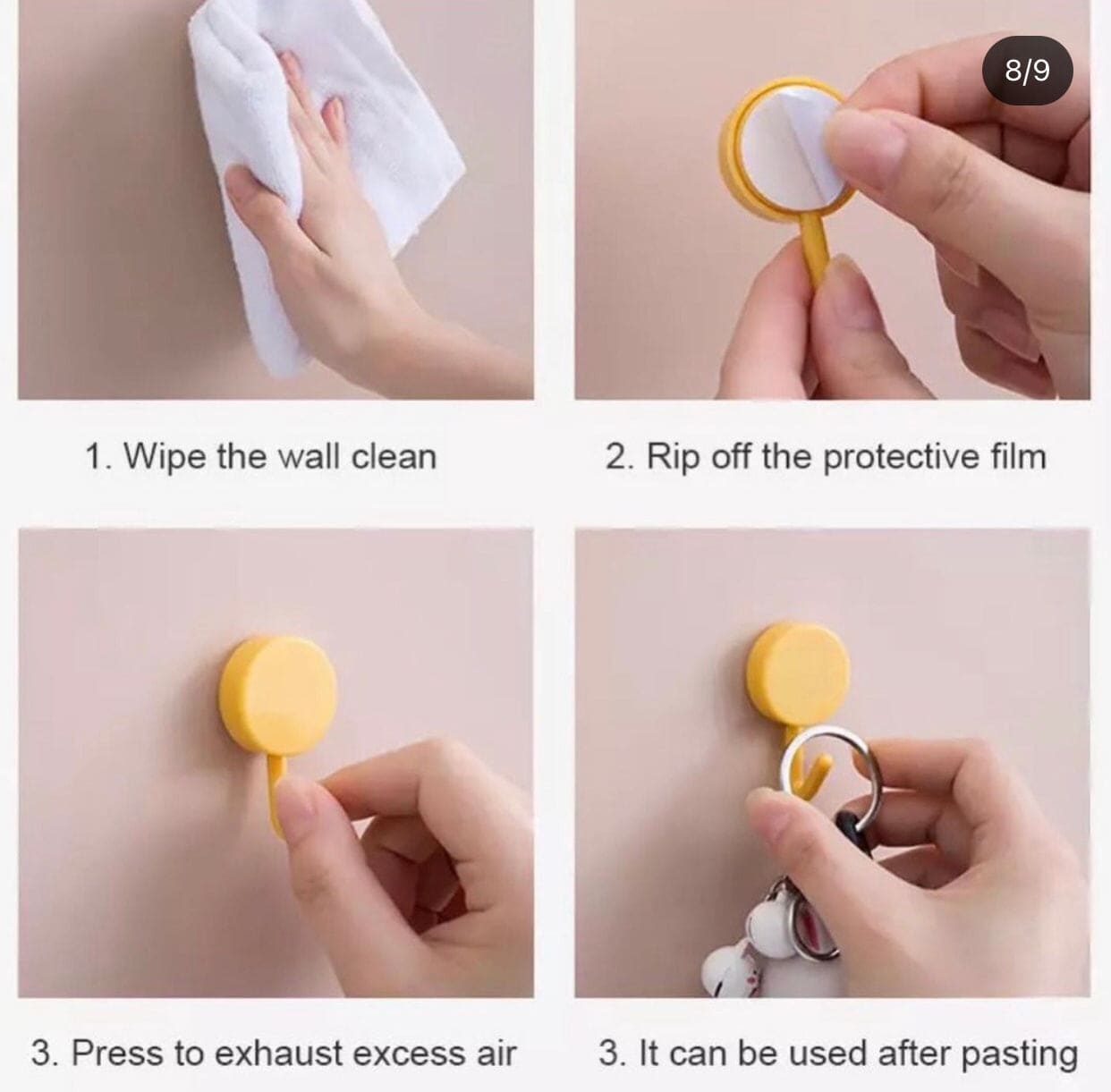 10 Pcs Nail Free Solid Color Free Punching Door Hooks, Without Trace Nail Small Hooks, Wall Mounted Hook, Strong Drill-free Kitchen Hook 10 Pcs Nail Free Solid Color Free Punching Door Hooks, Without Trace Nail Small Hooks, Wall Mounted Hook, Strong Drill-free Kitchen Hook